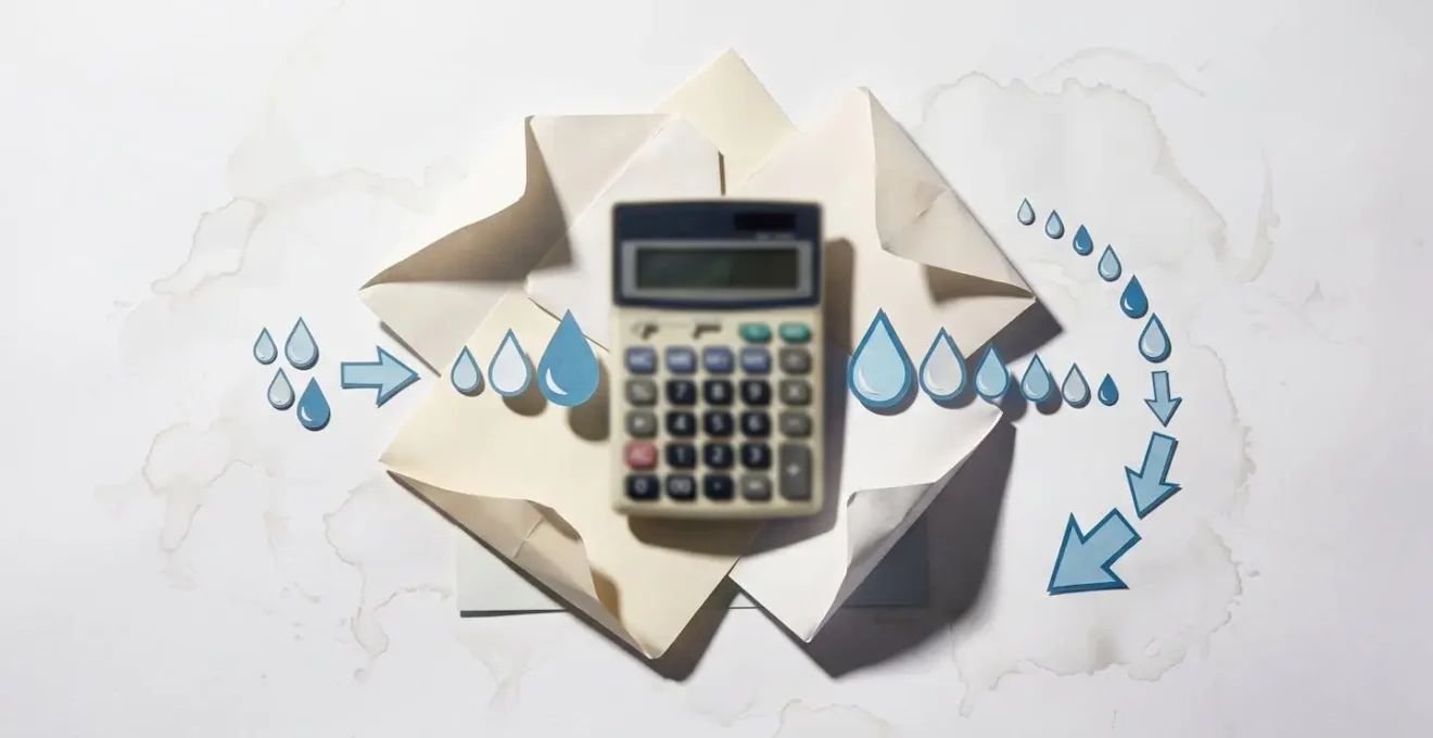 Illustration montrant le calcul du dégrèvement selon la loi Warsmann avec des documents et une calculatrice