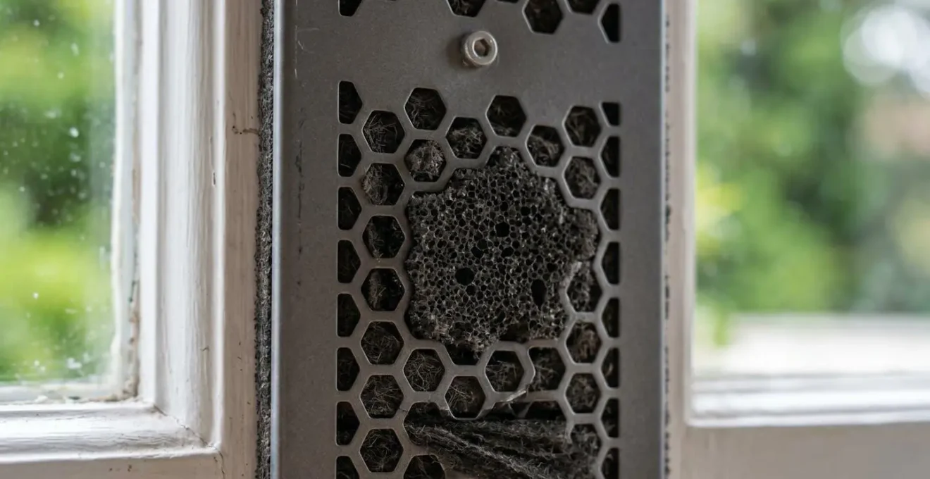 Gros plan sur une entrée d'air acoustique installée sur une fenêtre moderne
