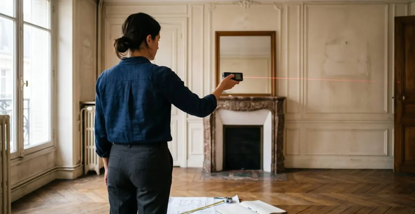 Plan architectural avec zones colorées montrant surfaces comptabilisées et exclues du DPE